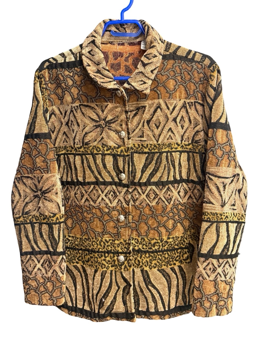 Women's Multicolor Patterned Button-Up Jacket
